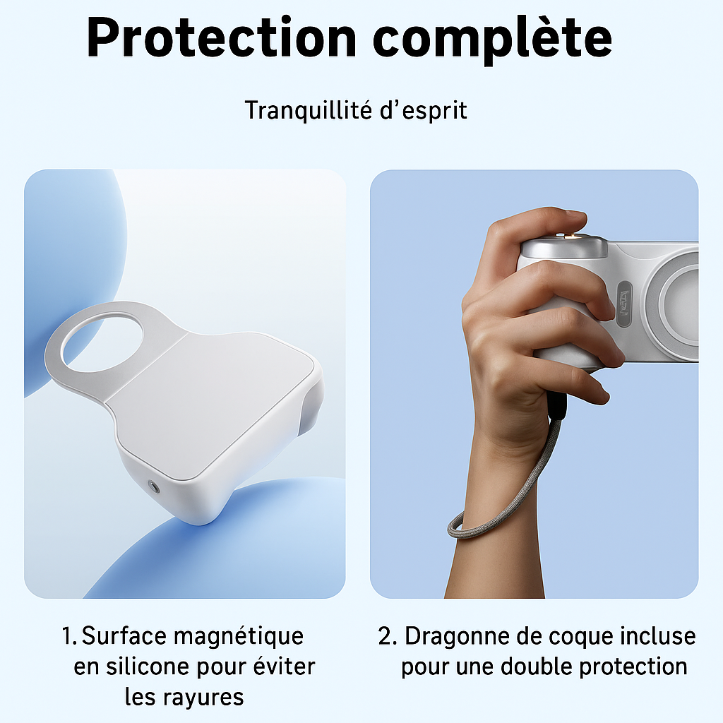 TELESIN : Poignée Grip photo magnétique – Télécommande Bluetooth – iPhone, Huawei, Xiaomi