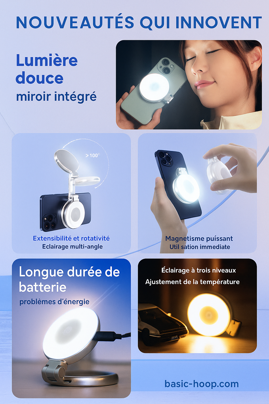TELESIN : Poignée Grip photo magnétique – Télécommande Bluetooth – iPhone, Huawei, Xiaomi